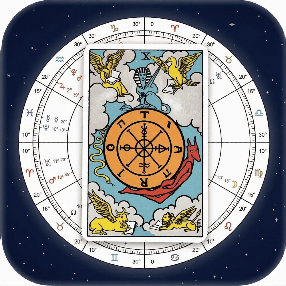 Tarot Card and Astrological Wheel